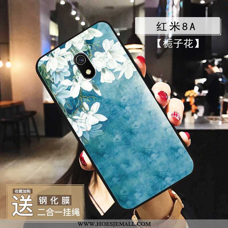 Hoes Xiaomi Redmi 8a Scheppend Mooie Hoesje Glas Patroon Blauw Trend Blauwe