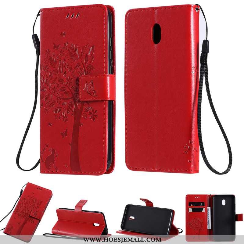 Hoes Xiaomi Redmi 8a Leren Hoesje Anti-fall Rood Folio Mobiele Telefoon All Inclusive Purper