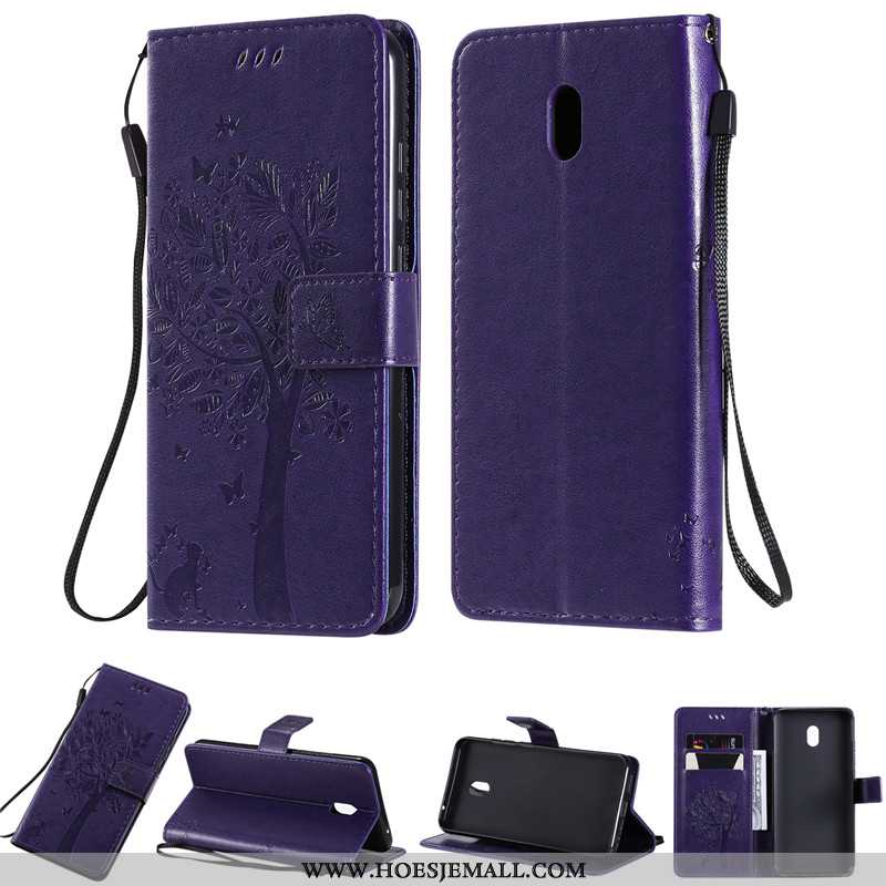 Hoes Xiaomi Redmi 8a Leren Hoesje Anti-fall Rood Folio Mobiele Telefoon All Inclusive Purper