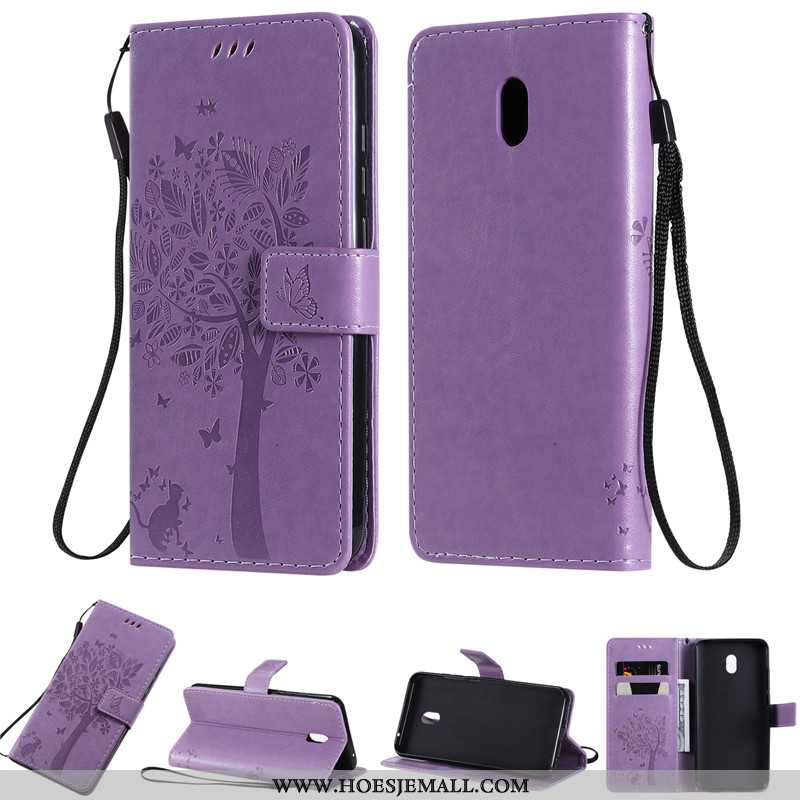 Hoes Xiaomi Redmi 8a Leren Hoesje Anti-fall Rood Folio Mobiele Telefoon All Inclusive Purper