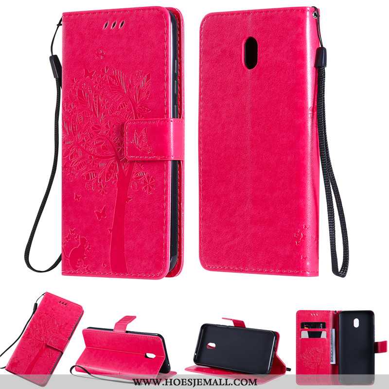 Hoes Xiaomi Redmi 8a Leren Hoesje Anti-fall Rood Folio Mobiele Telefoon All Inclusive Purper