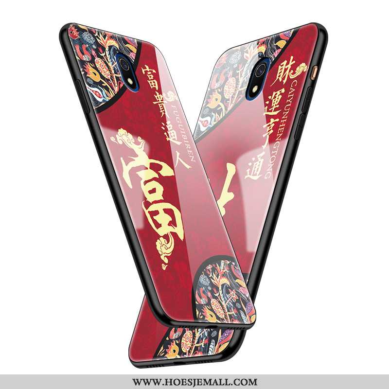 Hoesje Xiaomi Redmi 8a Scheppend Bescherming Anti-fall Hard Hoes Persoonlijk Glas Rood