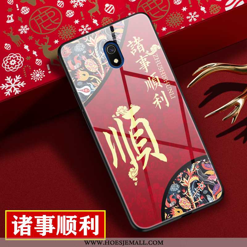 Hoesje Xiaomi Redmi 8a Scheppend Bescherming Anti-fall Hard Hoes Persoonlijk Glas Rood