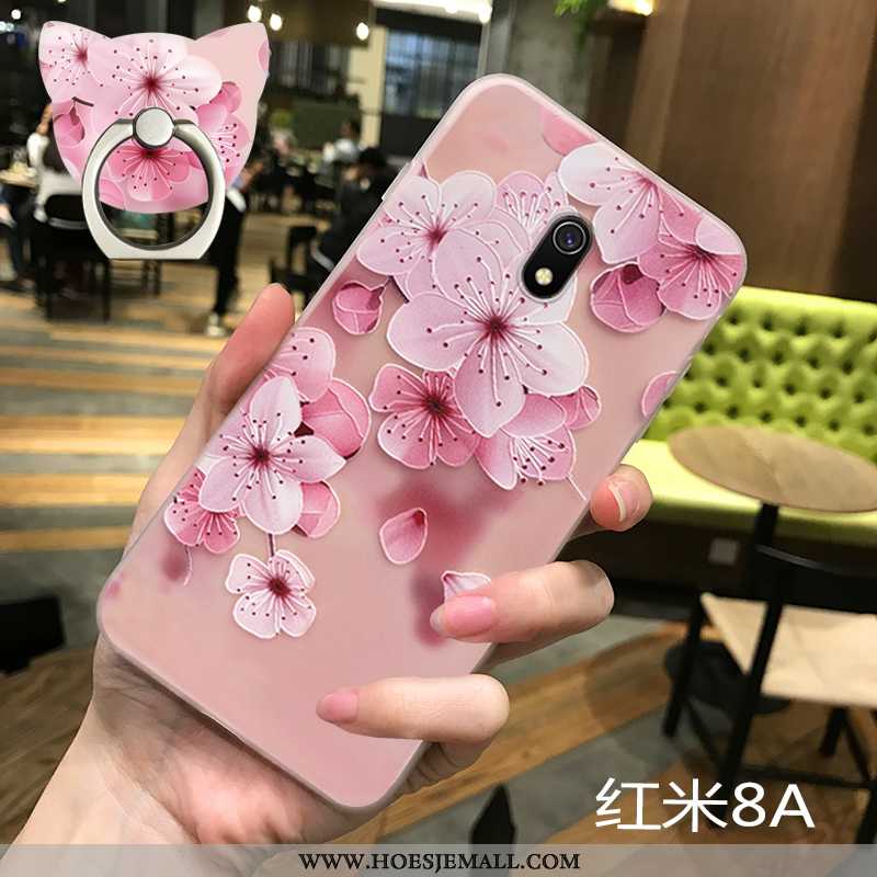 Hoesje Xiaomi Redmi 8a Siliconen Bescherming All Inclusive Rood Reliëf Hoes Roze