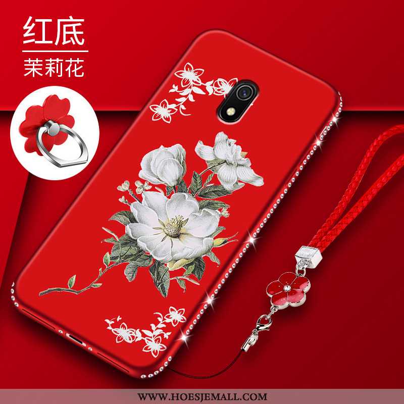 Hoes Xiaomi Redmi 8a Super Dun Mobiele Telefoon Siliconen Bloemen All Inclusive Rood