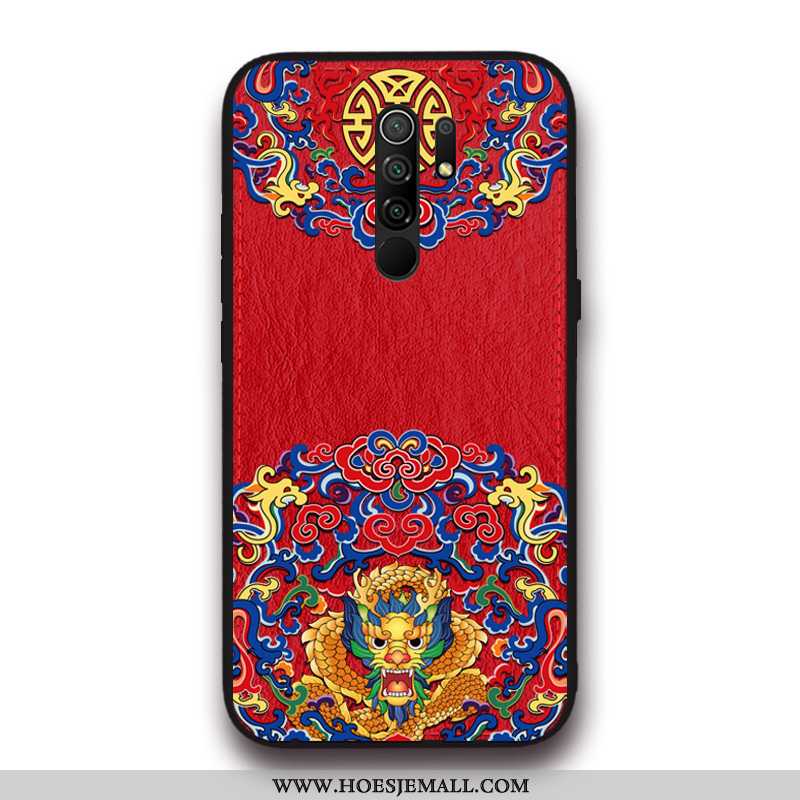 Hoesje Xiaomi Redmi 9 Siliconen Bescherming Zacht Chinese Stijl Mobiele Telefoon Anti-fall Rood