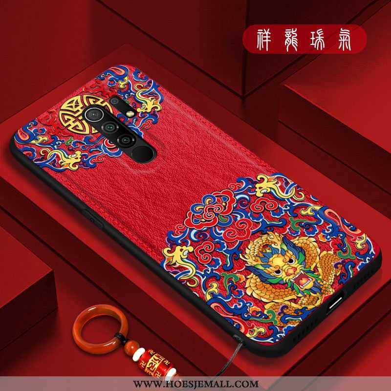 Hoesje Xiaomi Redmi 9 Siliconen Bescherming Zacht Chinese Stijl Mobiele Telefoon Anti-fall Rood