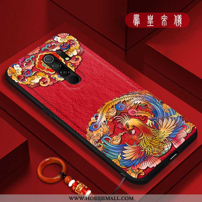 Hoesje Xiaomi Redmi 9 Siliconen Bescherming Zacht Chinese Stijl Mobiele Telefoon Anti-fall Rood