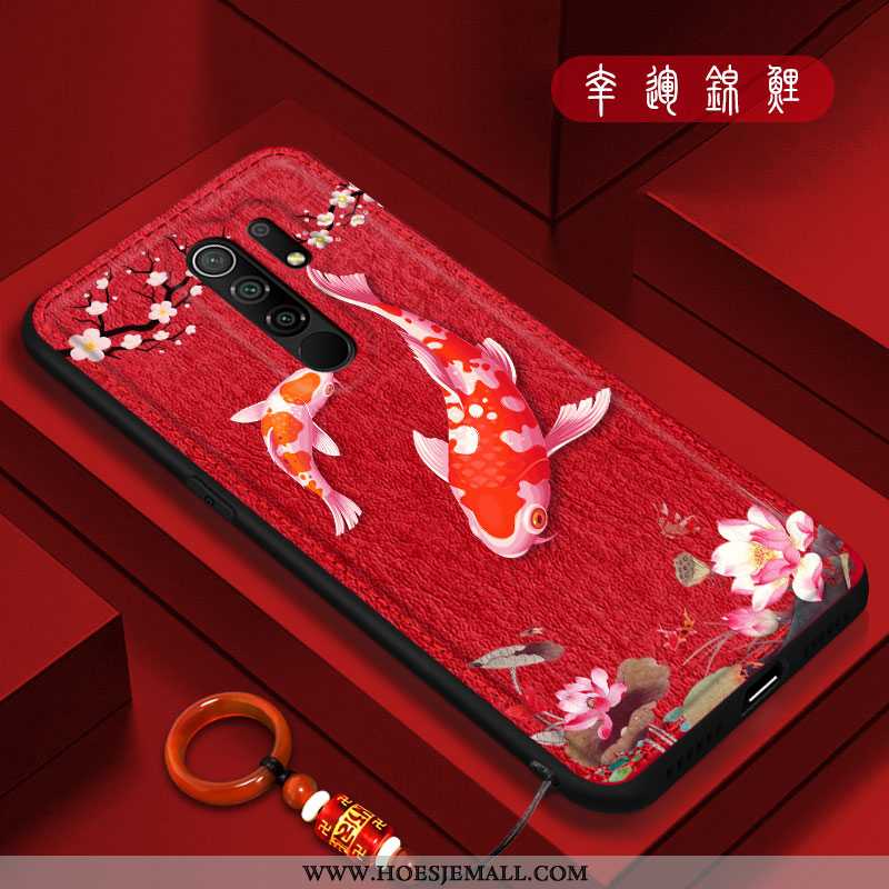 Hoesje Xiaomi Redmi 9 Siliconen Bescherming Zacht Chinese Stijl Mobiele Telefoon Anti-fall Rood