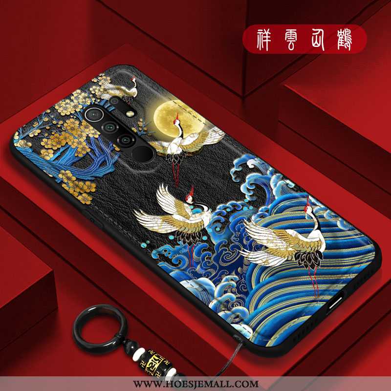 Hoesje Xiaomi Redmi 9 Siliconen Bescherming Zacht Chinese Stijl Mobiele Telefoon Anti-fall Rood