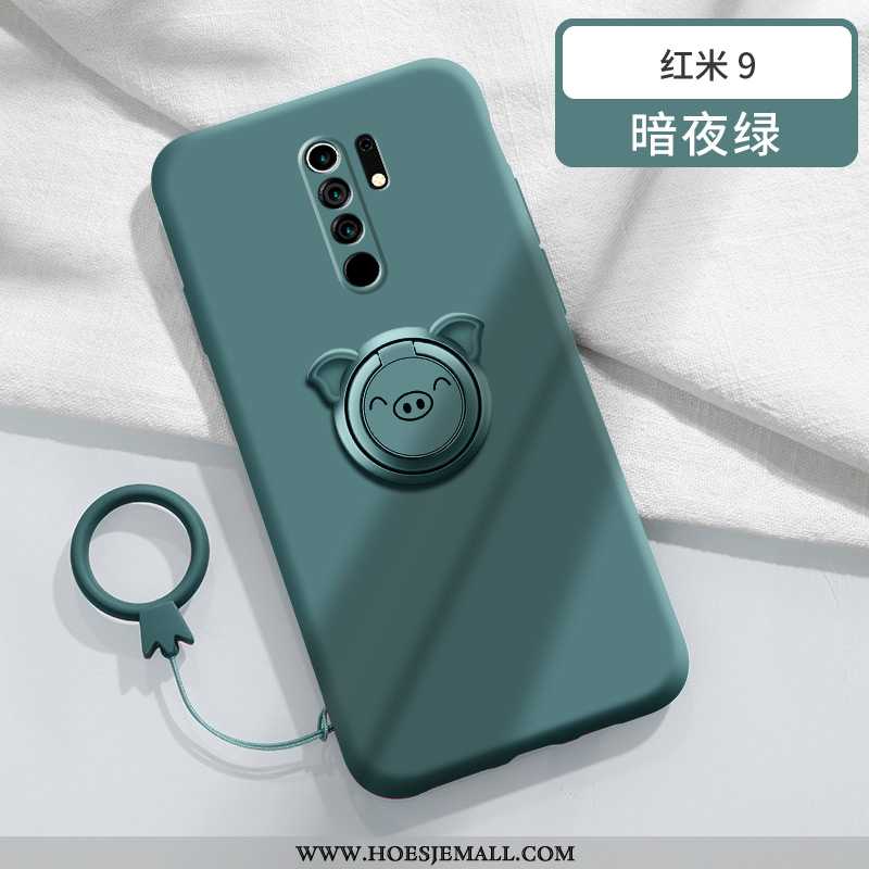 Hoes Xiaomi Redmi 9 Zacht Siliconen Lovers Bescherming Ring Scheppend Zoet Groen