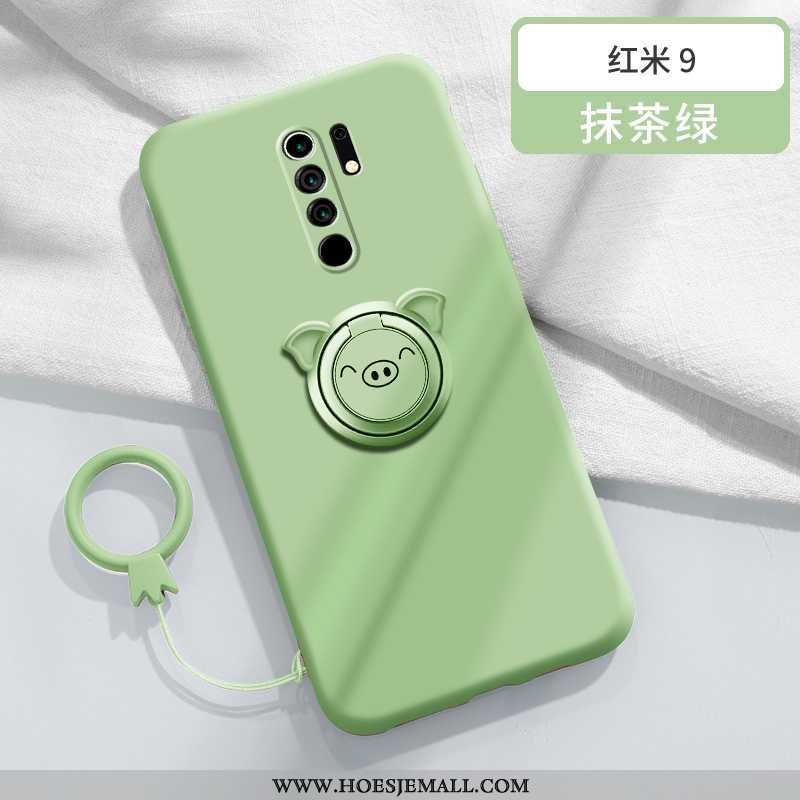 Hoes Xiaomi Redmi 9 Zacht Siliconen Lovers Bescherming Ring Scheppend Zoet Groen