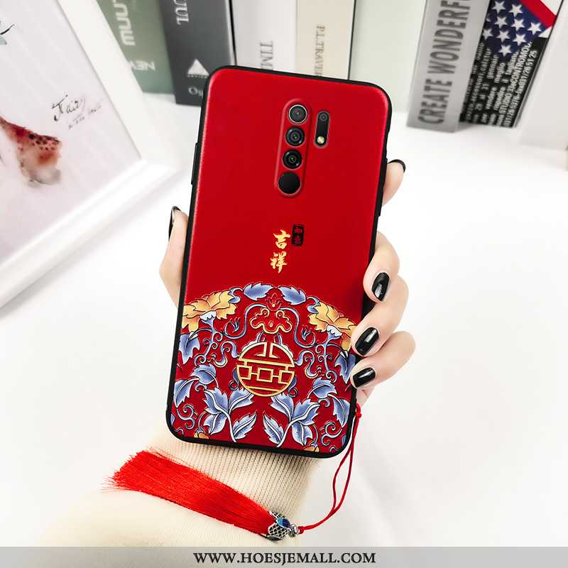 Hoesje Xiaomi Redmi 9 Bescherming Print Scheppend Zacht Mobiele Telefoon Net Red Chinese Stijl Rood