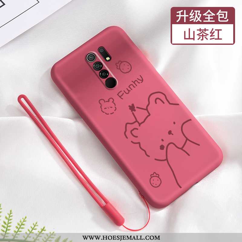 Hoesje Xiaomi Redmi 9 Hanger Persoonlijk All Inclusive Schrobben Beren Rood Roze