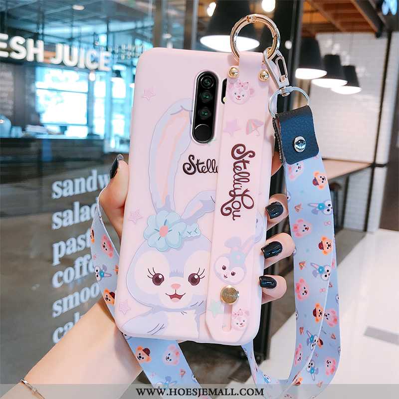 Hoes Xiaomi Redmi 9 Siliconen Bescherming Hanger Blauw Trend Anti-fall Konijn Blauwe