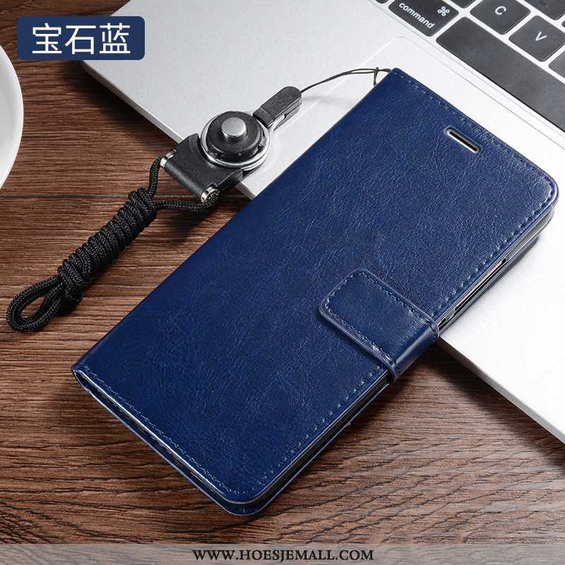 Hoes Xiaomi Redmi 9 Zacht Siliconen Mini Clamshell Anti-fall Leren Hoesje Blauwe