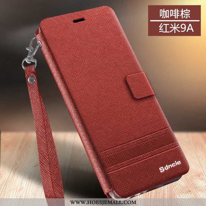 Hoes Xiaomi Redmi 9a Leren Hoesje Zacht Mobiele Telefoon Clamshell Roze Rood Anti-fall