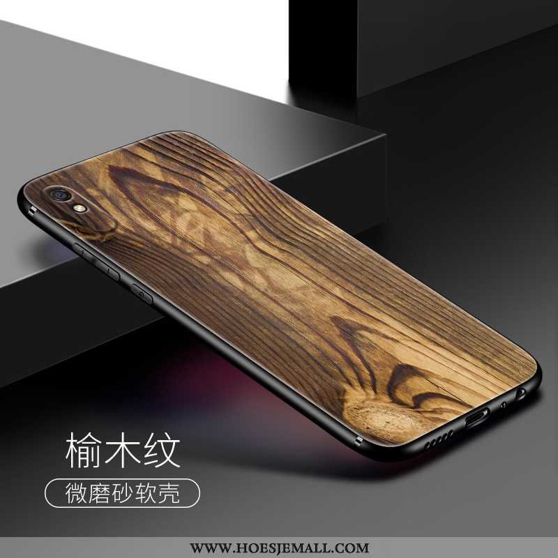 Hoesje Xiaomi Redmi 9a Persoonlijk Patroon All Inclusive Rood Hout Siliconen Geschilderd Bruin