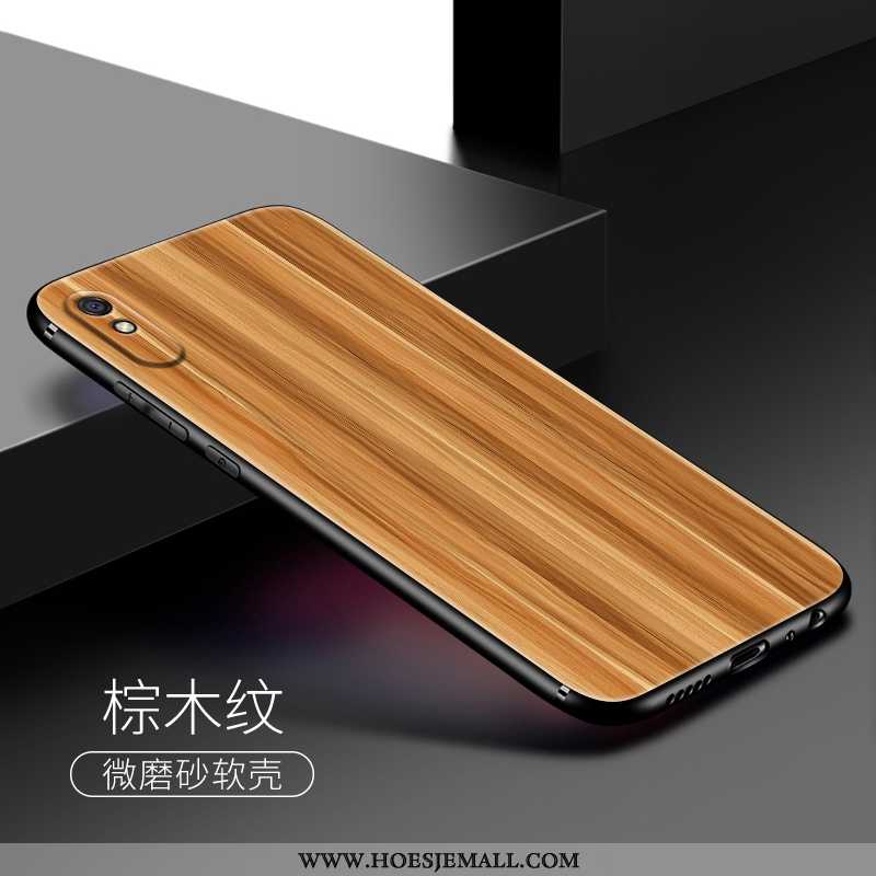 Hoesje Xiaomi Redmi 9a Persoonlijk Patroon All Inclusive Rood Hout Siliconen Geschilderd Bruin