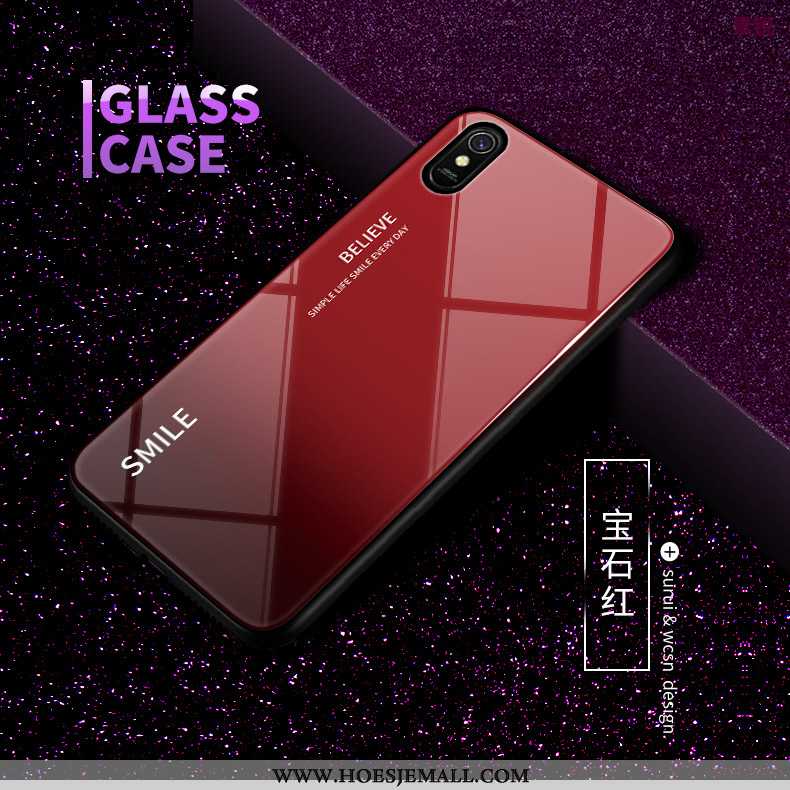 Hoesje Xiaomi Redmi 9a Trend Bescherming Anti-fall Kleurverloop Glas Persoonlijk All Inclusive Rood