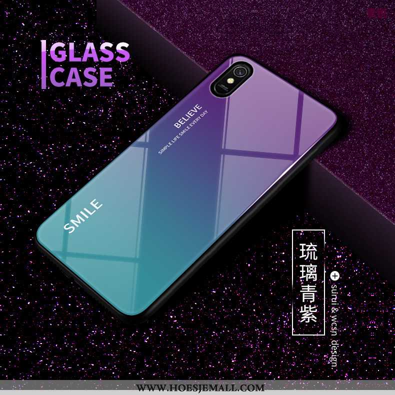 Hoesje Xiaomi Redmi 9a Trend Bescherming Anti-fall Kleurverloop Glas Persoonlijk All Inclusive Rood