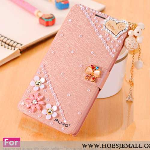 Hoes Xiaomi Redmi Note 5 Bescherming Met Strass Mobiele Telefoon Roze Hoesje Leren Clamshell