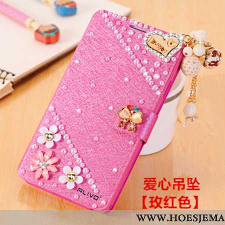 Hoes Xiaomi Redmi Note 5 Bescherming Met Strass Mobiele Telefoon Roze Hoesje Leren Clamshell