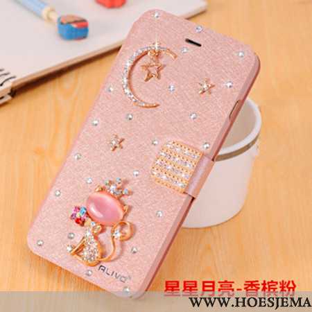 Hoes Xiaomi Redmi Note 5 Bescherming Met Strass Mobiele Telefoon Roze Hoesje Leren Clamshell