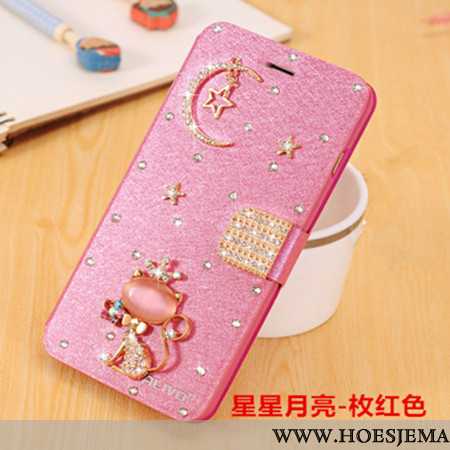 Hoes Xiaomi Redmi Note 5 Bescherming Met Strass Mobiele Telefoon Roze Hoesje Leren Clamshell