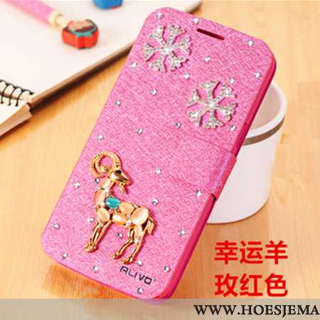 Hoes Xiaomi Redmi Note 5 Bescherming Met Strass Mobiele Telefoon Roze Hoesje Leren Clamshell