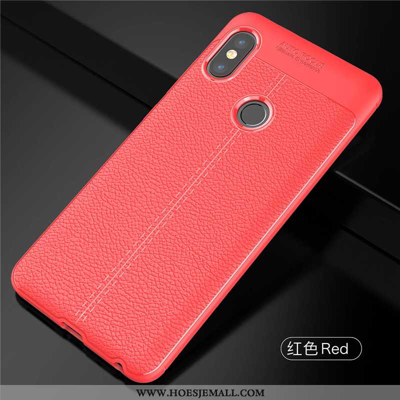 Hoesje Xiaomi Redmi Note 5 Leer Patroon Siliconen Mini Net Red Zacht Bescherming Rood