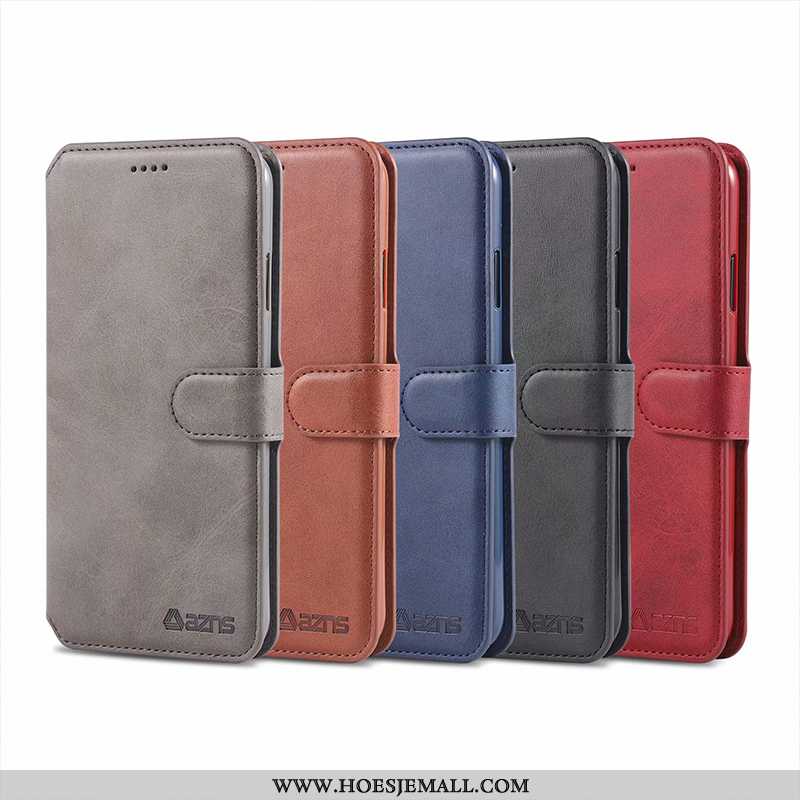 Hoesje Xiaomi Redmi Note 6 Pro Leren Portemonnee Grijs Kaart Anti-fall Bescherming Folio