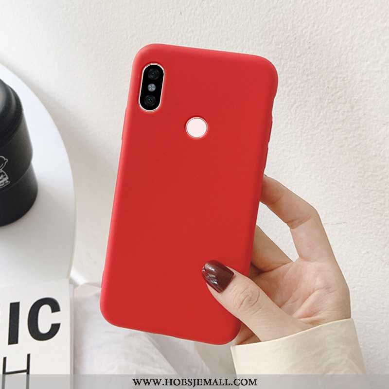 Hoesje Xiaomi Redmi Note 6 Pro Skärmskydd Siliconen Effen Kleur Anti-fall Mobiele Telefoon Rood Temp