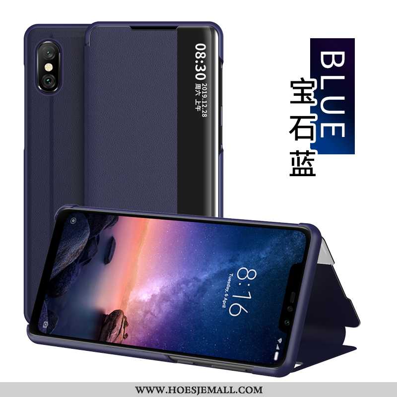 Hoesje Xiaomi Redmi Note 6 Pro Leren Vouw Rood Windows Folio Mobiele Telefoon