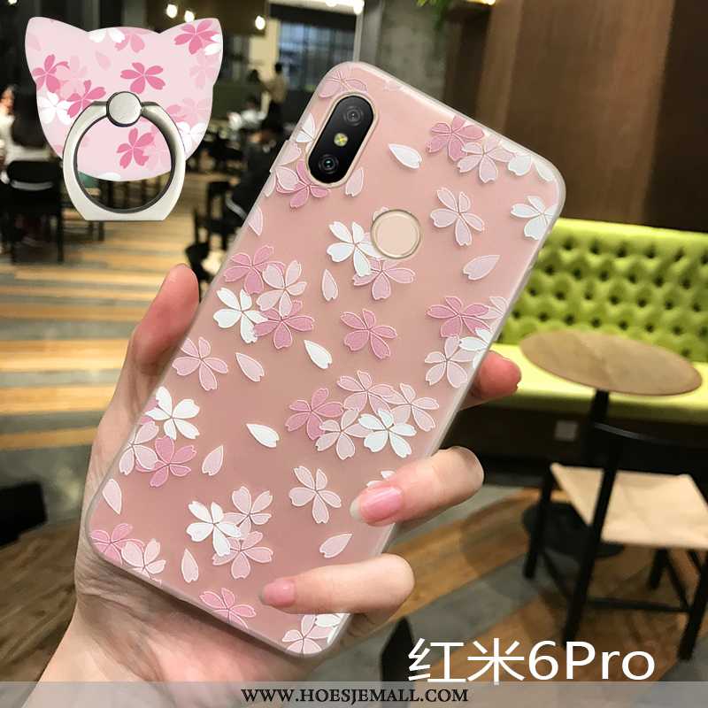 Hoesje Xiaomi Redmi Note 6 Pro Zacht Siliconen Rood Trend Super Dun Anti-fall Roze