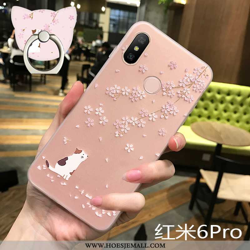 Hoesje Xiaomi Redmi Note 6 Pro Zacht Siliconen Rood Trend Super Dun Anti-fall Roze