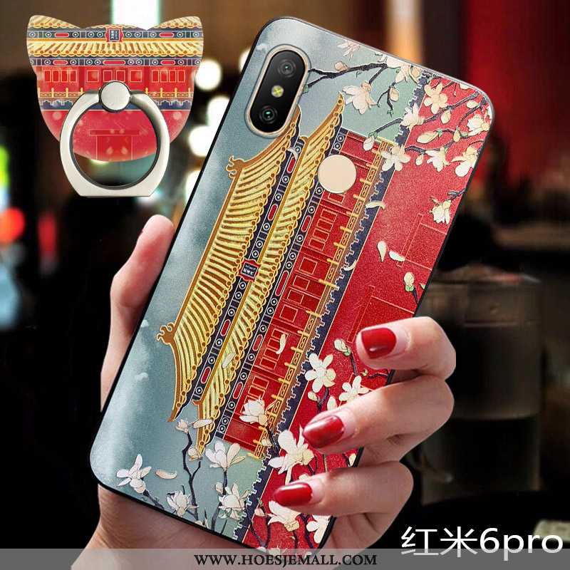Hoes Xiaomi Redmi Note 6 Pro Vintage Trend Hoesje Siliconen Chinese Stijl Mobiele Telefoon Wind Rood