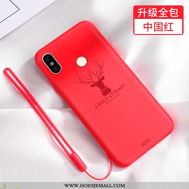 Hoes Xiaomi Redmi Note 6 Pro Siliconen Bescherming Zwart Rood Hoesje Zacht Zwarte