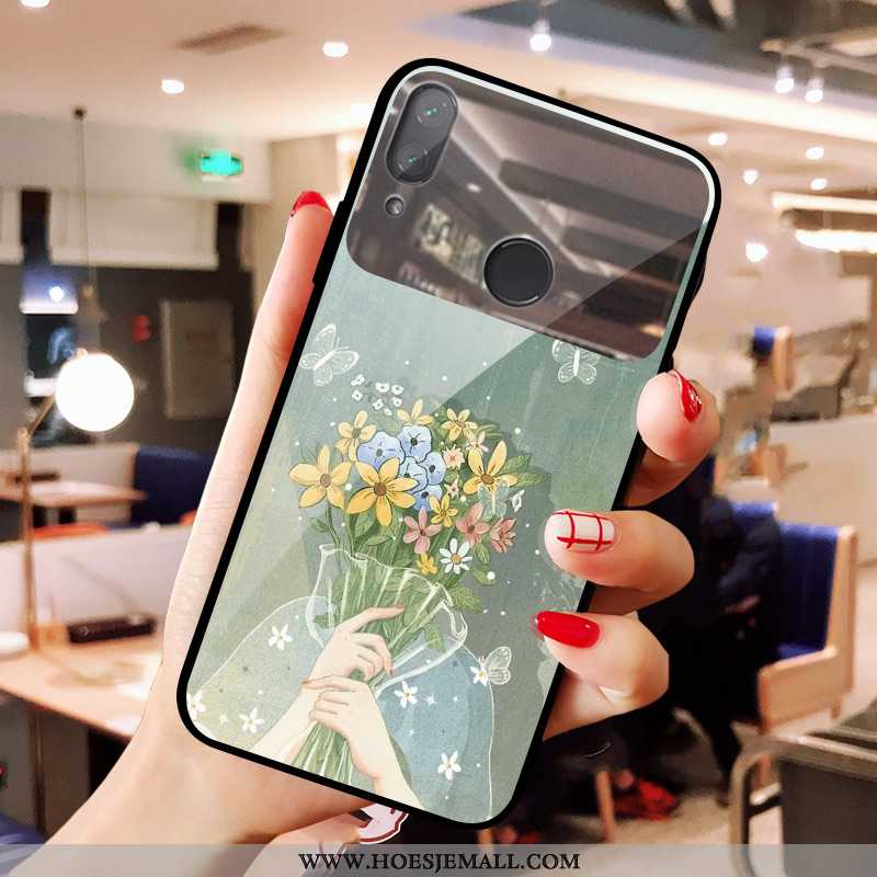 Hoes Xiaomi Redmi Note 7 Mooie Glas Mobiele Telefoon Spiegel Groen Hart Make-up