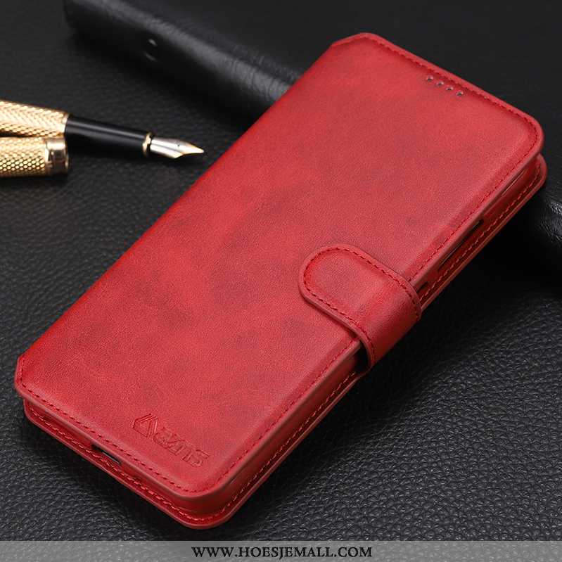 Hoes Xiaomi Redmi Note 7 Bescherming Leren Hoesje Rood Siliconen Bruin Zacht Folio Bruine