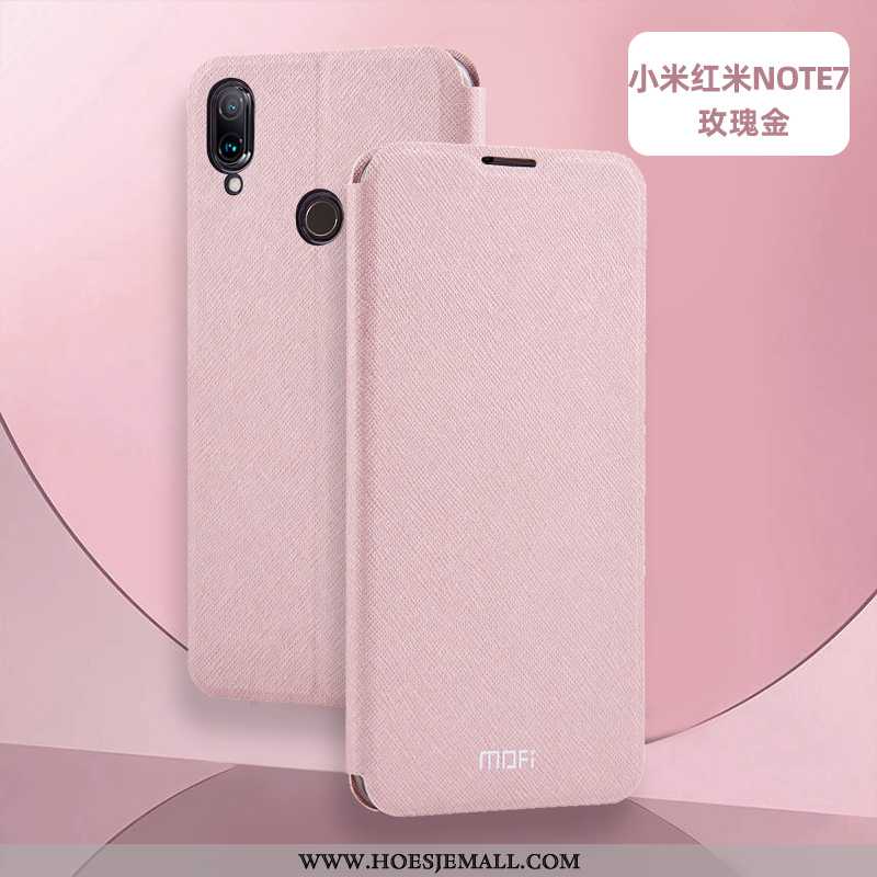 Hoesje Xiaomi Redmi Note 7 Bescherming Leren Mini Rood Roze Anti-fall Siliconen