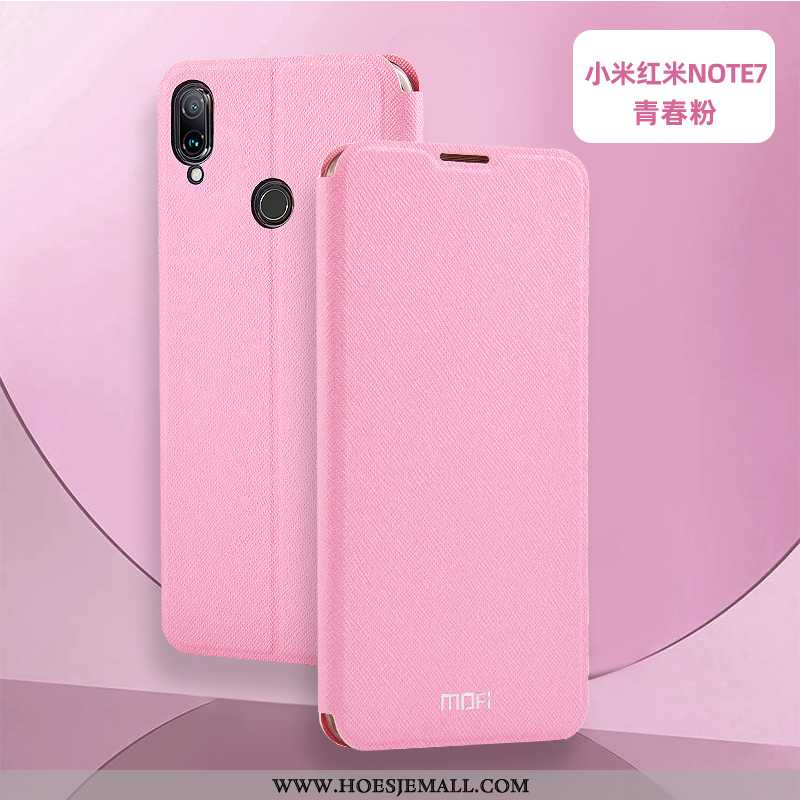 Hoesje Xiaomi Redmi Note 7 Bescherming Leren Mini Rood Roze Anti-fall Siliconen