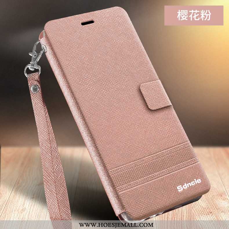 Hoes Xiaomi Redmi Note 8 Pro Zacht Bescherming Bedrijf Hoesje All Inclusive Leren Clamshell Roze