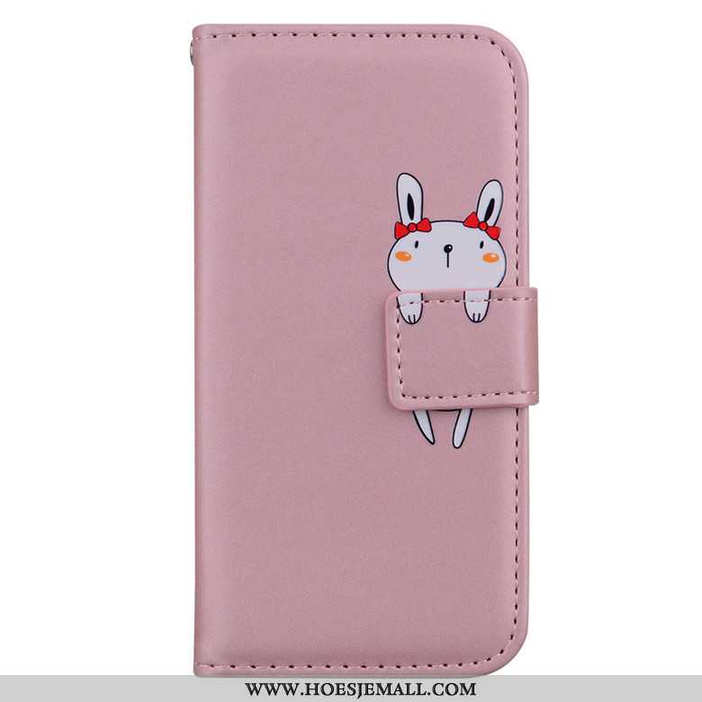Hoesje Xiaomi Redmi Note 8 Pro Bescherming Leren Mobiele Telefoon Spotprent Roze Clamshell