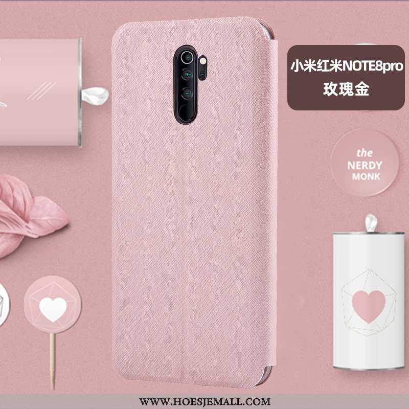 Hoes Xiaomi Redmi Note 8 Pro Siliconen Bescherming All Inclusive Rood Clamshell Hoesje Roze