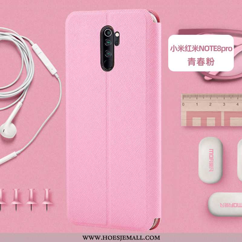 Hoes Xiaomi Redmi Note 8 Pro Siliconen Bescherming All Inclusive Rood Clamshell Hoesje Roze