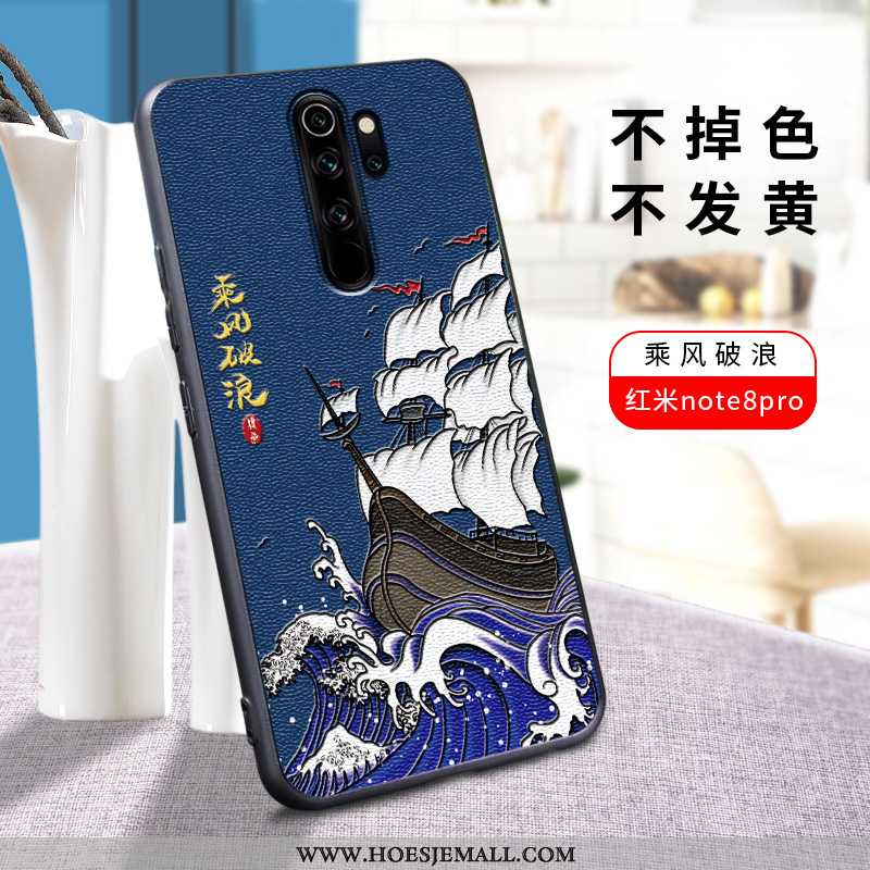 Hoes Xiaomi Redmi Note 8 Pro Scheppend Trend All Inclusive Siliconen Rood Anti-fall Hoesje Blauwe