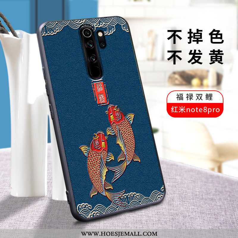 Hoes Xiaomi Redmi Note 8 Pro Scheppend Trend All Inclusive Siliconen Rood Anti-fall Hoesje Blauwe