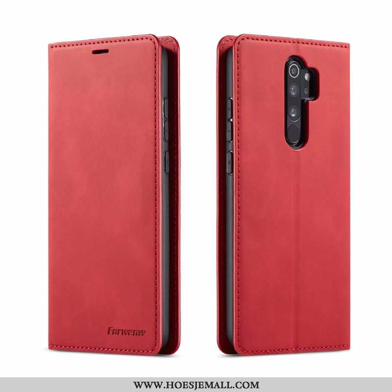 Hoesje Xiaomi Redmi Note 8 Pro Zacht Leren Anti-fall Folio Mobiele Telefoon Kaart Rood