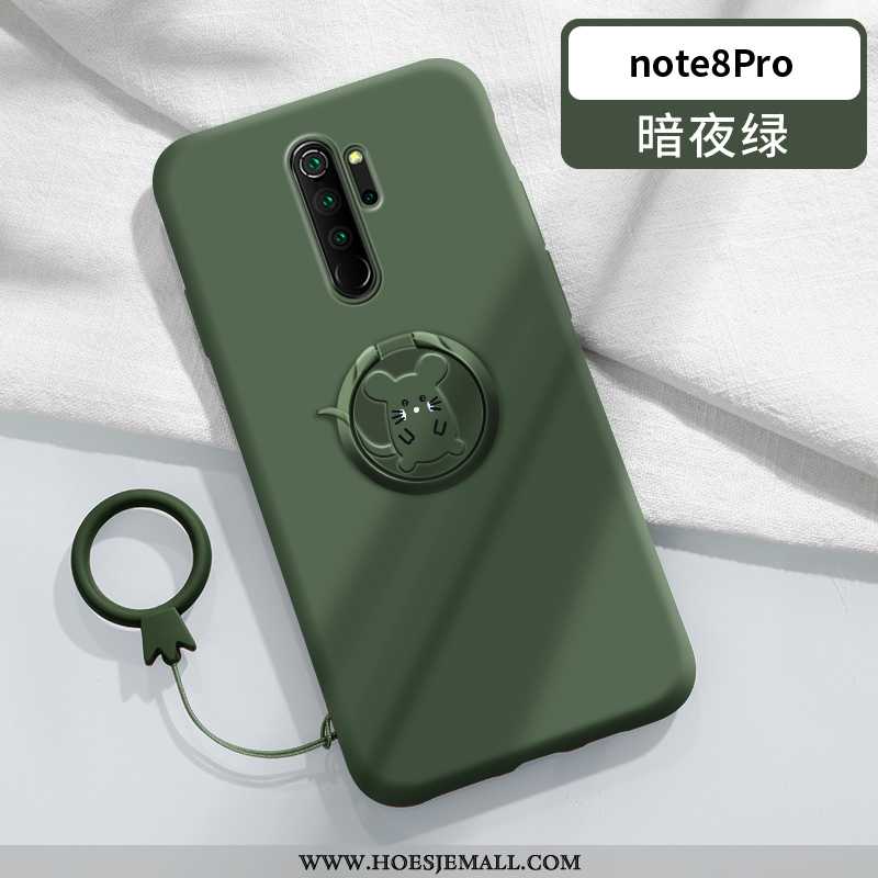 Hoes Xiaomi Redmi Note 8 Pro Bescherming Hanger Ring Siliconen Groen Anti-fall All Inclusive